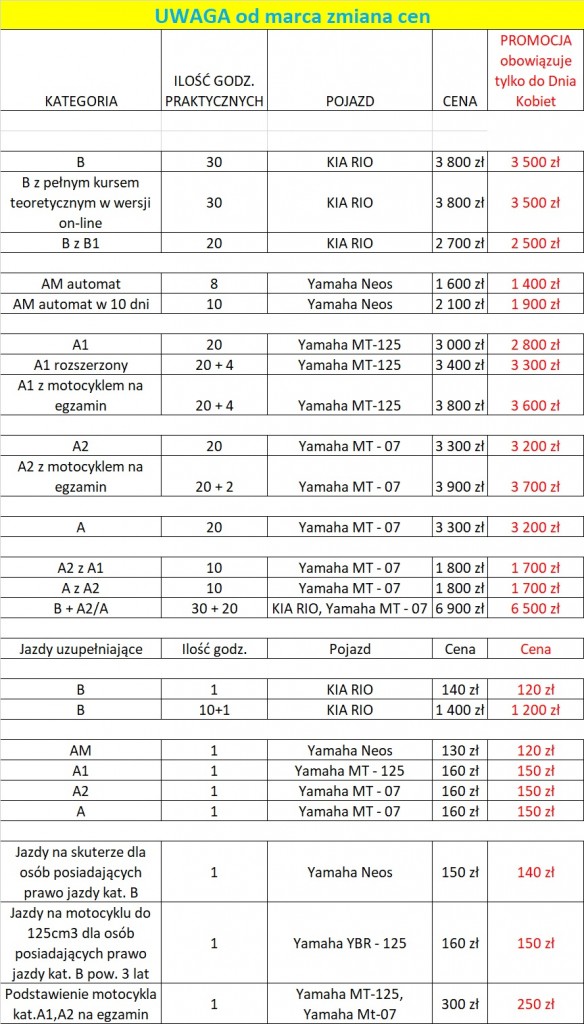 cennik do dnia kobiet